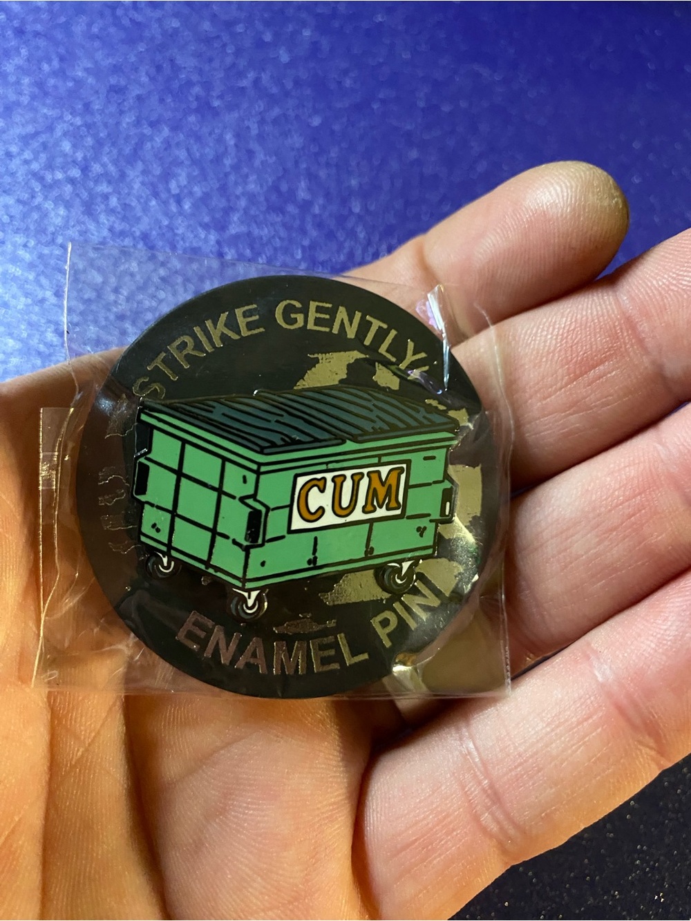Brand New In Packaging Strike Gently “Dumpster” Enamel Pin